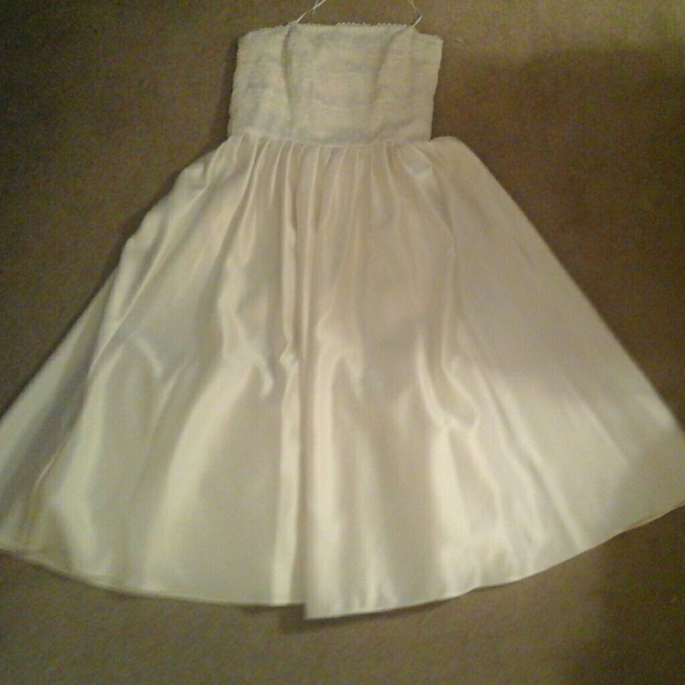 ABS Evening white strapless dress